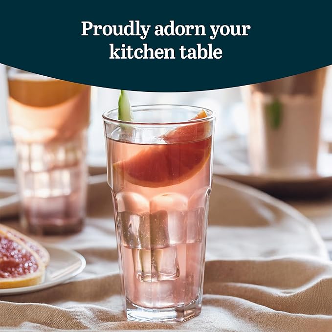 Libbey Gibraltar 16 oz Glass Tumbler, Iconic Heavy Base Glass Drinking Glasses Set of 12, Dishwasher Safe Drinkware Set of 12