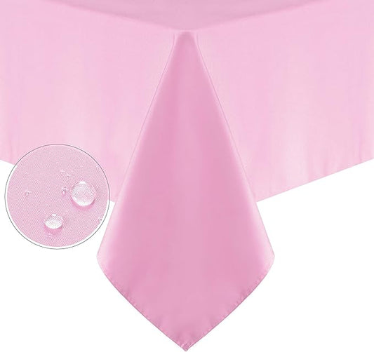 Obstal 210GSM Rectangle Table Cloth - Heavy Duty Water Resistance Microfiber Tablecloth, Decorative Fabric Table Cover for Outdoor and Indoor Use (Pink, 60 x 120 Inch)