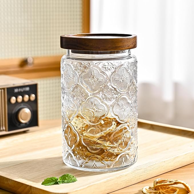 3-Pack 32oz Glass Jar With Airtight Lid,Kitchen Canisters For Countertop,Coffee Sugar Container Set,Pantry Glass Storage Containers For Flour,Candy,Loose Tea,Snack jar