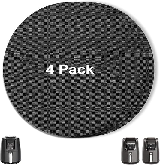 GWYSY 4-Pack Round Air Fryer Liners 8.27"* 8.27" for Ninja AF101 AF150 AF161 4QT Fiberglass Non-Stick Mats Reusable Parchment Paper Alternative & Accessories