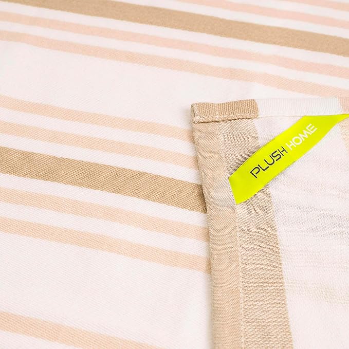 Kitchen Towel Set of 6, 100% Cotton Quick-Drying Absorbent Dish Towels & Tea Cloths, 20x30 Inch, Decorative Farmhouse Towels for Kitchen, Beige Stripes