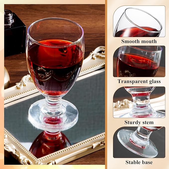 Patelai Set of 48 Clear Glasses 10.5 oz Water Goblet Glass Stemmed Water Glasses for Juice Wine Beer Tea Milk Cold Beverages Drinks Dishwasher Safe