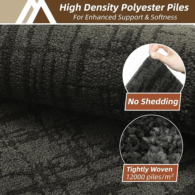 COSY HOMEER Kitchen Rugs 20"x32"+20"x48",Absorbent Soft Kitchen Mats for Floor,Non Slip Kitchen Runner Rug,Washable Kitchen Floor Mats for Sink Mat,Hallway,Laundry,Dark Grey