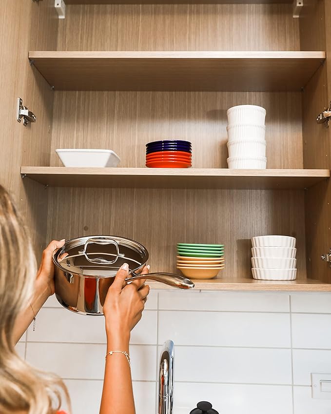 Tuxton Home Duratux Tri-Ply 1.5-Quart Sauce Pan with Lid, Silver; Stainless Steel, PTFE & PFOA Free, Freezer to Oven Safe, Induction Compatible