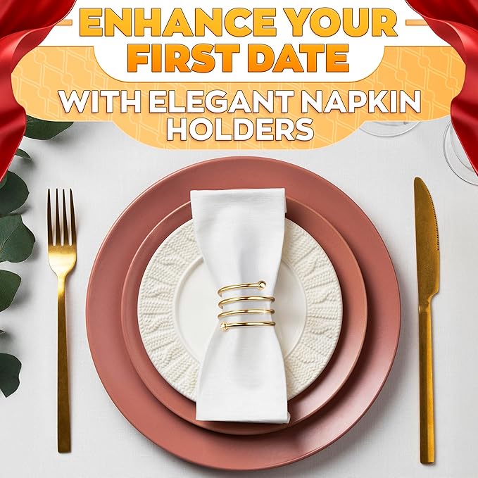 Gold Napkin Rings Set of 8 - Easter Napkin Rings with Elegant Spiral Design | Durable Metal & Shiny Gold Finish | Great for Weddings, Holidays & Everyday Use | Festive Easter Holiday Table Decoration