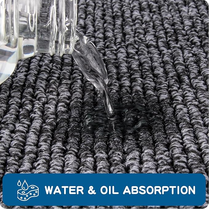 PURRUGS Machine Washable Kitchen Rug 17" x 48", Non-Slip/Skid Kitchen Runner Rugs & Floor Mats, Super Absorbent Soft Area Rugs for Sink, Kitchen & Laundry, Rolled Packaging, Charcoal