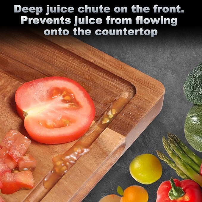Wood Cutting Boards Set of 3 for Kitchen, Large Wooden Cutting Board with Juice Groove, Charcuterie Board, Chopping Board for Meat, Cheese, Fruits, and Vegetables