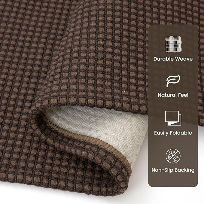 Braided Runner Rug 2.6x10 Ft Washable Runners for Hallways Non Slip Rubber Backed Kitchen Runners Cotton Long Entryway Runner Indoor, Woven Carpet for Hall Kitchen Entryway, Brown