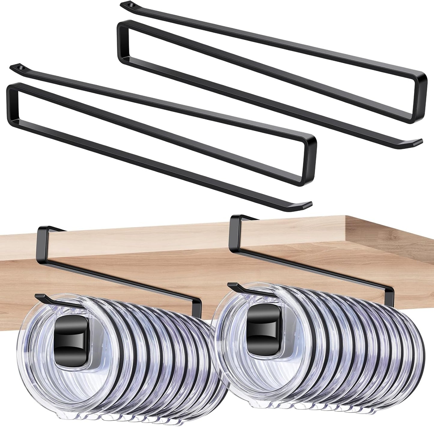 2 Pack Tumbler Lid Organizer for Water Bottle Cup and Mason Jar Storage - Space Saving Kitchen Coffee Cups Organizers Holds 24 Lids, No-Tool Corner Cabinet Rack, No Drill Needed, (Black)