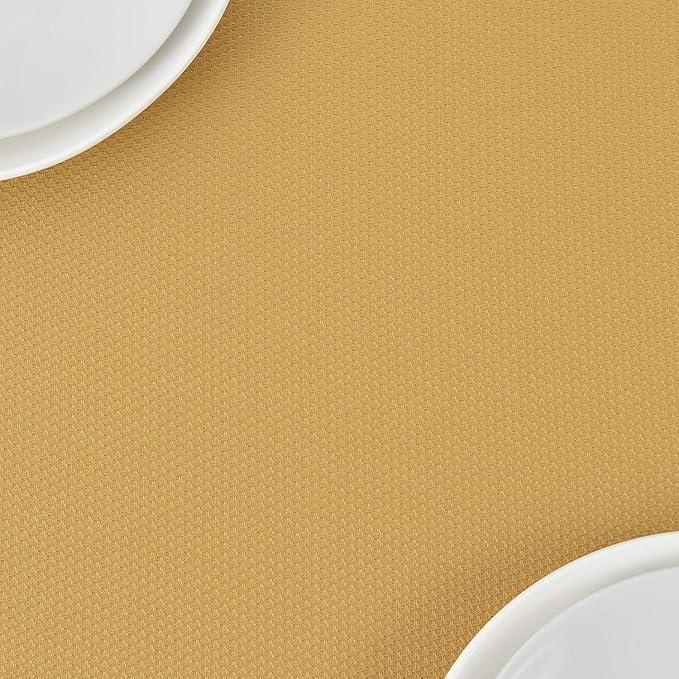 maxmill Jacquard Square Tablecloth Stain Resistant Spillproof Wrinkle Free Washable Soft Table Cloth, Decorative Fabric Table Cover for Dining Room, Indoor and Outdoor Use, 52 x 52 Inch Ochre Yellow