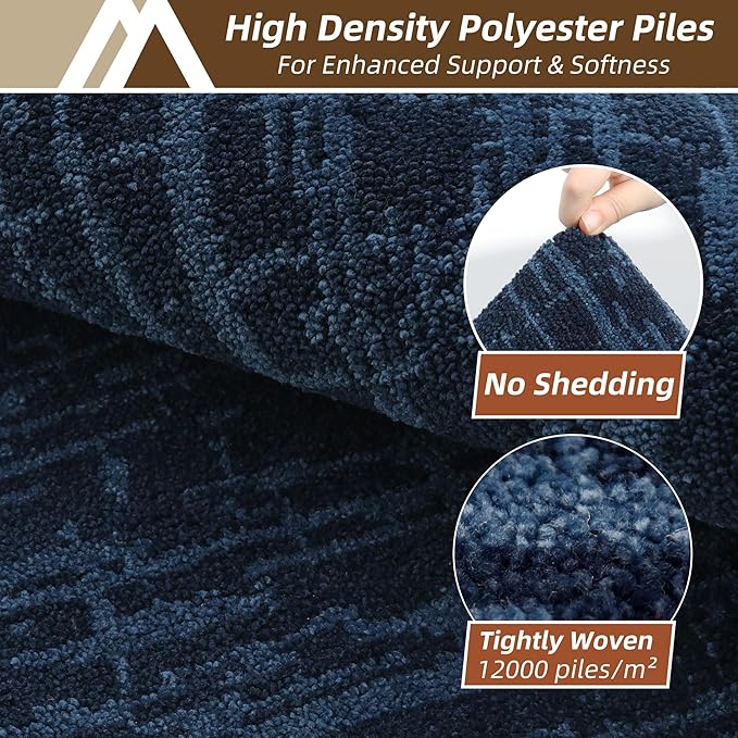 COSY HOMEER Kitchen Rugs 20"x32"+20"x48",Absorbent Soft Kitchen Mats for Floor,Non Slip Kitchen Runner Rug,Washable Kitchen Floor Mats for Sink Mat,Hallway,Laundry,Navy Blue