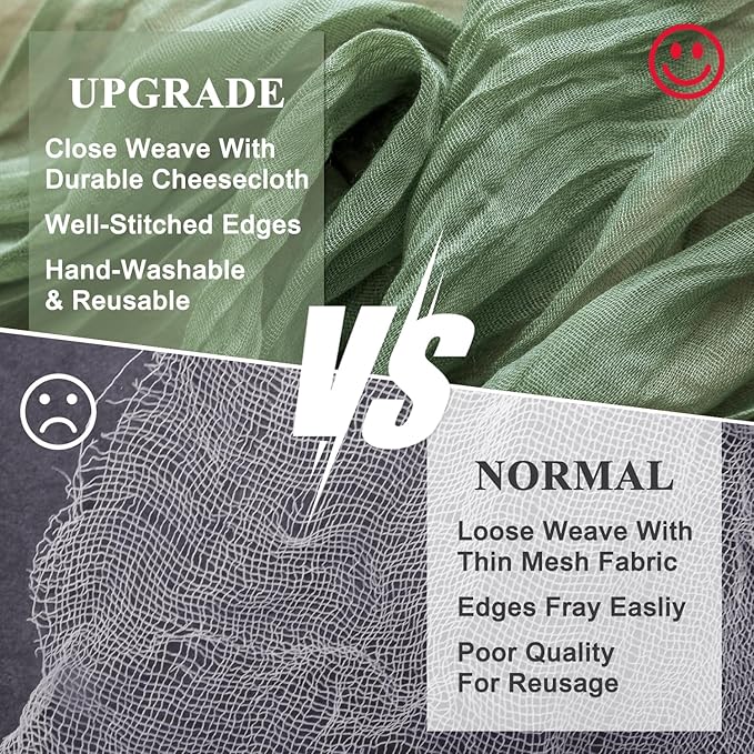 Wokceer Cheesecloth Table Runner 6Pack 10FT Sage Green Boho Gauze Fall Christmas Cheese Cloth Table Runner for Party Long Rustic Sheer Table Runners for Baby Bridal Shower Wedding Easter Table