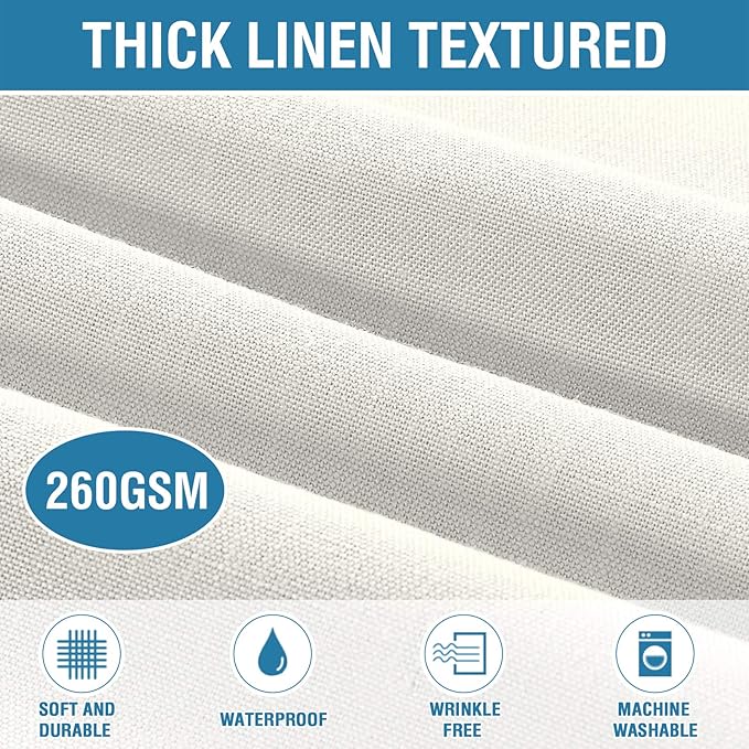 H.VERSAILTEX Linen Textured Table Cloths 54 x 70 Inch Premium Solid Tablecloth Spill-Proof Waterproof Table Cover for Dining Buffet Feature Extra Soft and Thick Fabric Wrinkle Free, Ivory