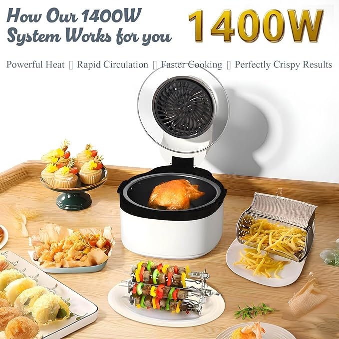 8-in-1 Air Fryer Toaster Oven Combo – 7.5QT Large Glass Air Fryer for Family, Rapid HotAir Tech, Random color