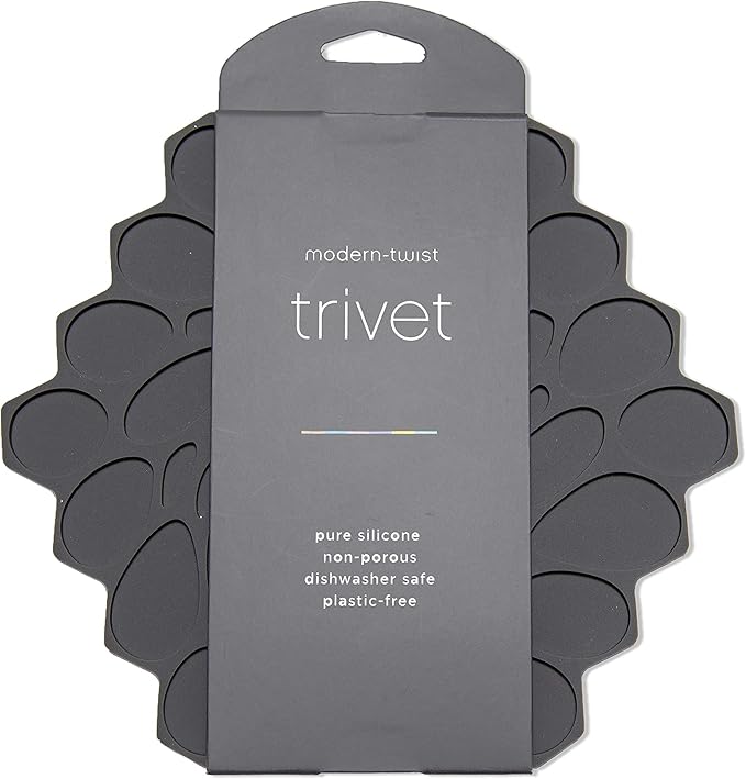 modern-twist 7 x 7" Hive Silicone Trivet, Heat Resistant Up To 675°F, Non Slip, Protects Table From Heat, Graphite, Pack of 1