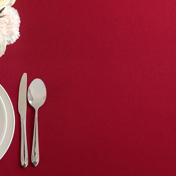 maxmill Textured Tablecloth Stain Resistant Waterproof and Wrinkle Resistant Washable Table Cloth, Fabric Table Cover for Dining Room and Outdoor Use, Rectangle 60 x 120 Inch, Red