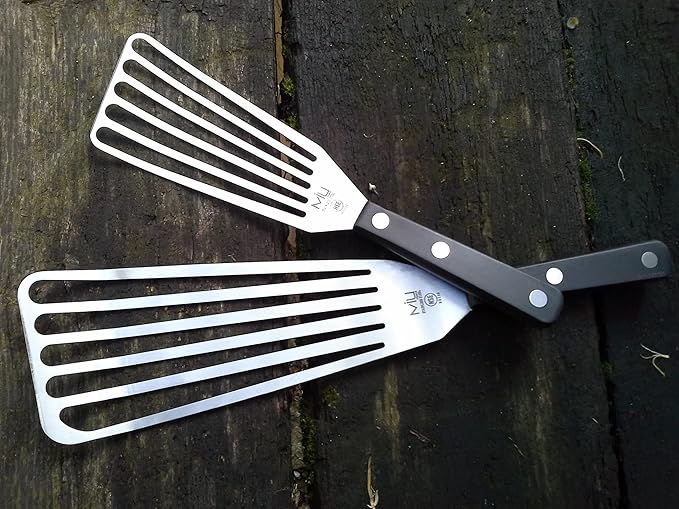 WALLFARM Fish Spatula - Pro-Grade Slotted Kitchen Turner - Stainless Steel - Long, Thin Metal Spatula for Flipping Delicate Foods, Fish, Eggs, Veggies - Perfect for Grilling, Frying, Griddle - 13.78"