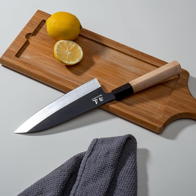 SHANGDAO 7 Inch Deba Knife - Japanese Style Forging German Steel Fish Salmon Fillet Knife with Traditional Wooden Handle