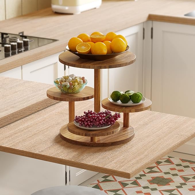 HURZMORO 4 Tier Cupcake Tower Stand for 50 Cupcakes,Wood Cake Stand with Tiered Tray Decor,Farmhouse Tiered Tray Decor,Cupcake Display for Birthday Graduation Baby Shower Tea Party (Albizia)
