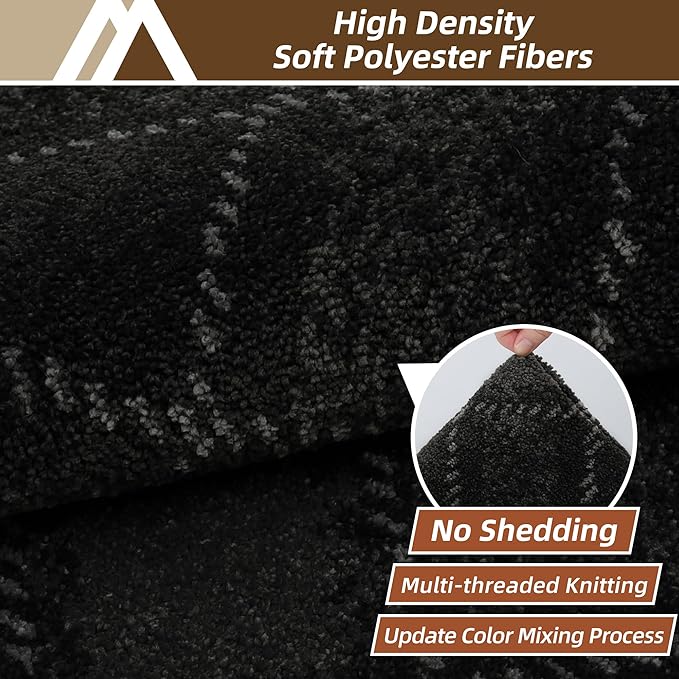 COSY HOMEER Kitchen Rugs and Mats Sets 2PCS Non-Slip Soft Kitchen Mats for Floor Absorbent and Stain Resistant Kitchen Floor Mat Washable Plaid Rugs for Kitchen,24"x36"+24"x60",Black