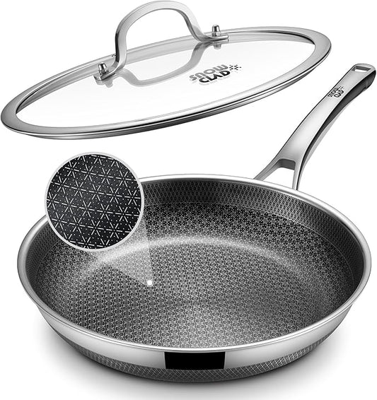 Yonida Non Stick Frying Pans, 12-inch with Lid, Hybrid Frying Pans Nonstick Upgrade,non stick Skillets Stainless Steel, Dishwasher & Oven-Safe, Induction Compatible Cooking Pan, PFOA Free Cookware