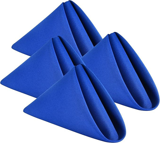 Wolkemer Set of 4 Royal Blue Cloth Napkins 17 x 17 Inches Solid Washable Polyester Dinner Napkins with Hemmed Edges for Dinners Parties Weddings Banquets Events Table Decoration