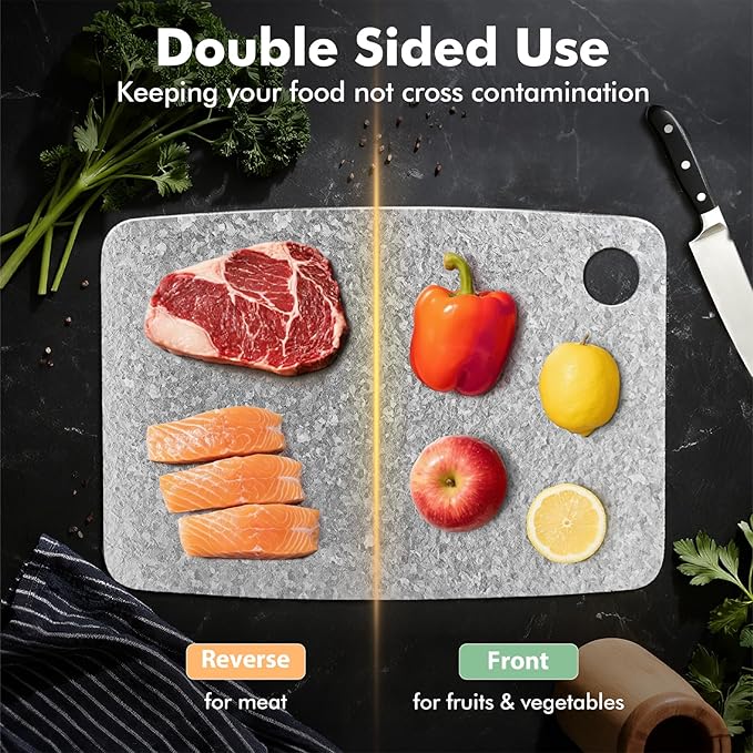 Titanium Cutting Board, 100% Pure Titanium Chopping Board for Kitchen with EPA Certified, Antibacterial Cutting Boards for Outdoor Cooking, Dishwasher Safe (12"x8")