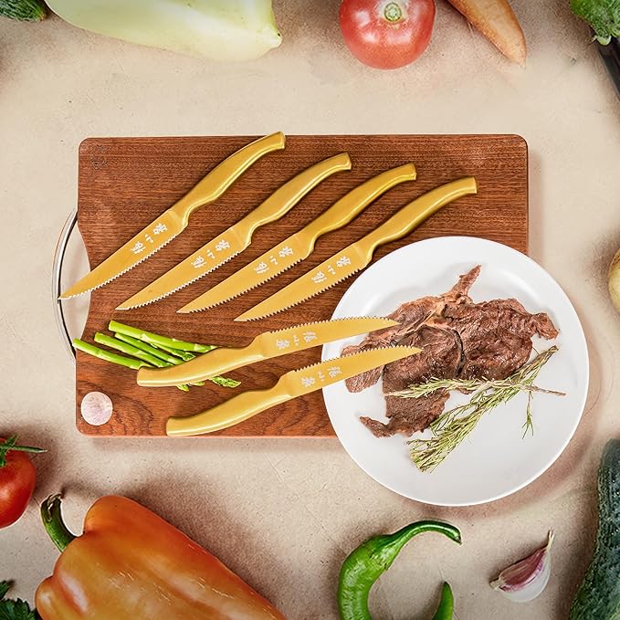 ZHANG XIAO QUAN Gold Knife Set with White Block, High Carbon Stainless Steel Knife Set, Razor-Sharp and Durable, Hundreds of Years of Masterful(15Pcs)