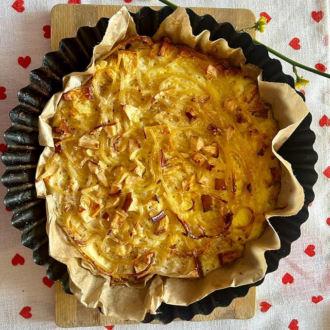 Kazozobi 2 Pack Nonstick Tart Pan, Quiche Pan, Carbon Steel Deep-dish Pie Pan with Removable Loose Bottom (11 In)