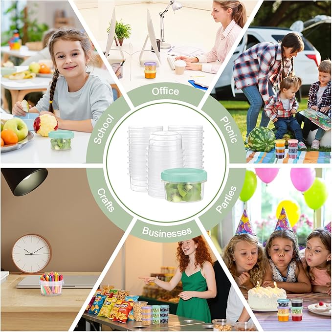12 Piece 8 oz Plastic Food Storage Containers with Lids, Reusable Freezer Storage Containers, Small Meal Prep Containers with Pen and Brush, BPA-Free, Screw Top, Microwave & Dishwasher Safe