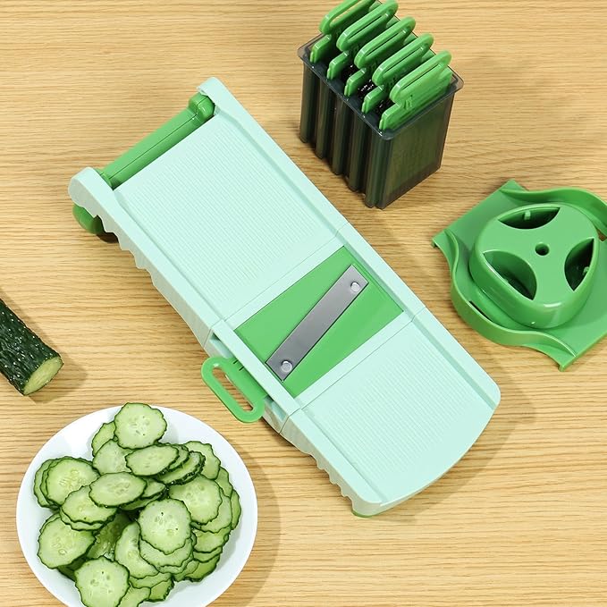 6 Blades Mandoline Slicer with Hand Guard Multifunctional Mandoline Food Slicer Foldable Mandoline Vegetable Slicer Professional Vegetable Chopper Potato Slicer for Fruits Vegetables