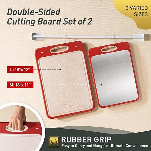 2 in 1 Stainless Steel Cutting Board with Handle 2 Packs Grandma Christmas Xmas Birthday Mother Gifts Ideas Grandmother Gigi Granny Nana Glamma Mawmaw Yaya Abuela Abuelita Mamaw Mimi Nonna Oma Meme
