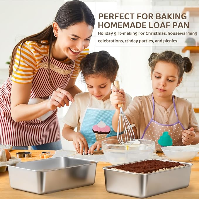 FDKYOEK 8 Pack Large Stainless Steel Loaf Pans, 8.5x5.5 Inch Stainless Steel Bread Pans, Rectangular Metal Baking Tins for Homemade Bread, Toast, Cake, Meatloaf, Oven Safe