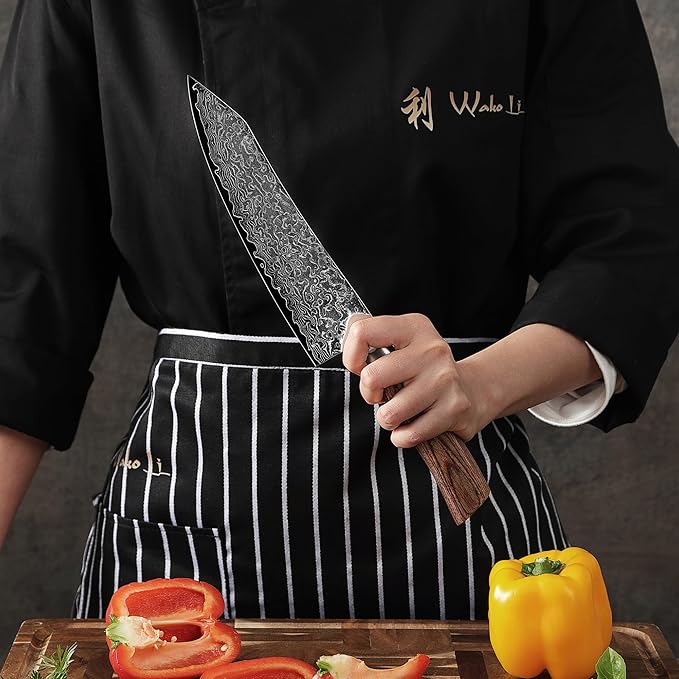 Wakoli EDIB Pro Premium Kiritsuke Chef's Knife – Japanese-Style Kitchen Knife | 8-Inch Blade Made of 67-Layer Genuine Damascus Steel with Pakkawood Handle | Sharp, Durable, Professional Cooking Tool