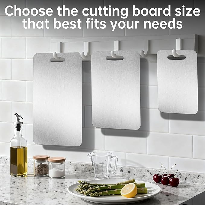 Titanium Cutting Board - Katuchef 100% Pure Titanium Cutting Boards for Kitchen Double Sided Non Toxic Titanware for Meat/Vegetables, Hygiene Durable Dishwasher Safe Metal Chopping Board Small