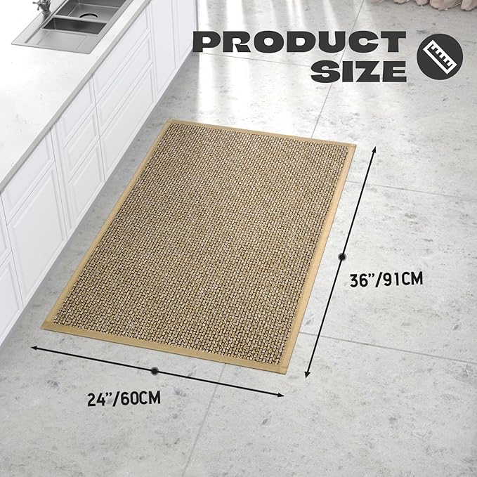 Kitchen Rug, Rubber Non Slip Kitchen Rugs Washable, Absorbent Runner Mat for Floor, Machine Washable Standing Mats for in Front of Sink, Door, Laundry, Entryway, Hallway (Brown, 36" × 24")