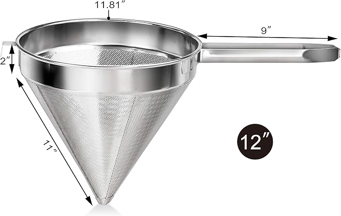 New Star Foodservice 34219 18/8 Stainless Steel China Cap Strainer, 7-Inch, Fine Mesh