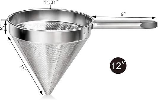 New Star Foodservice 34110 18/8 Stainless Steel China Cap Strainer, 10-Inch, Coarse Mesh