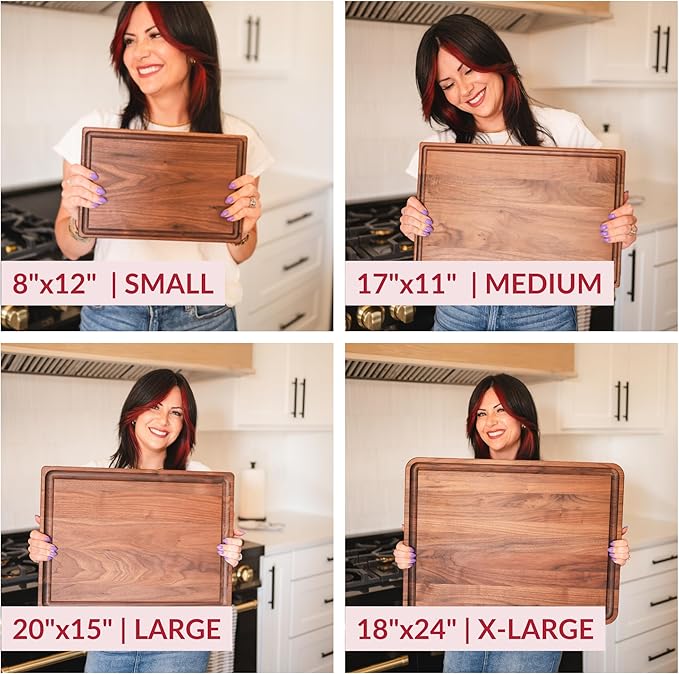 Made in USA Walnut Cutting Board by Virginia Boys Kitchens - Butcher Block made from Sustainable Hardwood (20x15)