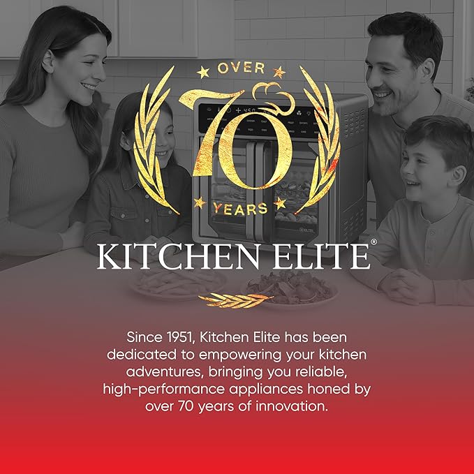 Kitchen Elite 16 Quart French Door Air Fryer Oven – Family Size Countertop Convection Cooker with LED Display, Stainless Steel