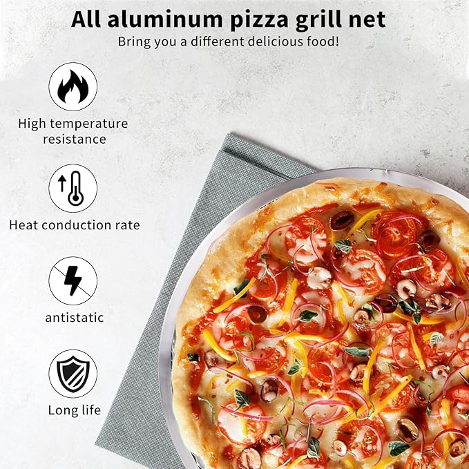 8 Pcs 14 Inch Pizza Pan with Holes Aluminum Mesh Pizza Screen Seamless Round Mesh Pizza Tray for Oven Nonstick Baking Pizza Sheet for Home Kitchen Bakery Restaurant BBQ Party Cookware Supplies