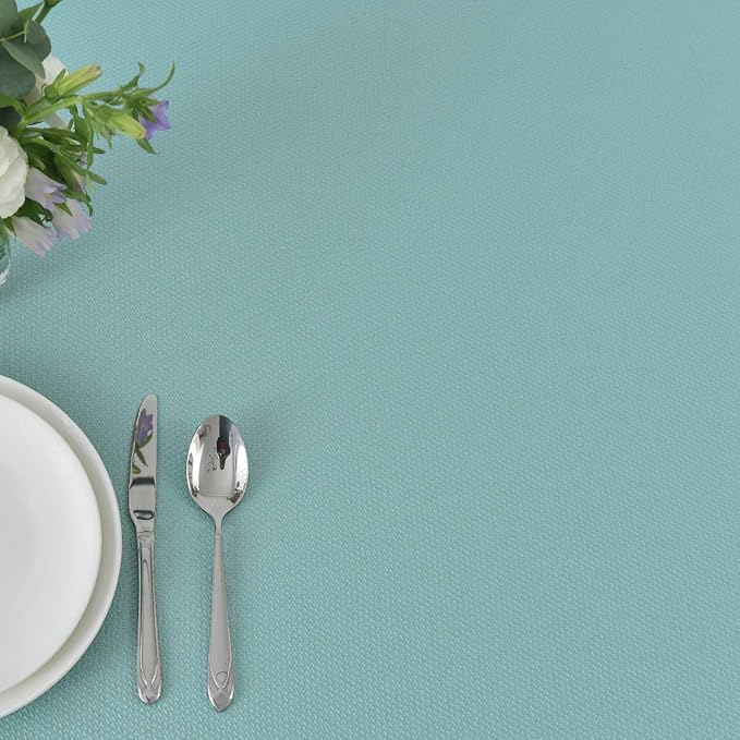 maxmill Rectangle Textured Tablecloth Waterproof Spillproof Wrinkle Free Table Cloth, Kitchen Dining Tabletop Decoration, Fabric Table Cover for Outdoor and Indoor Use, 52 x 70 Inch, Turquoise
