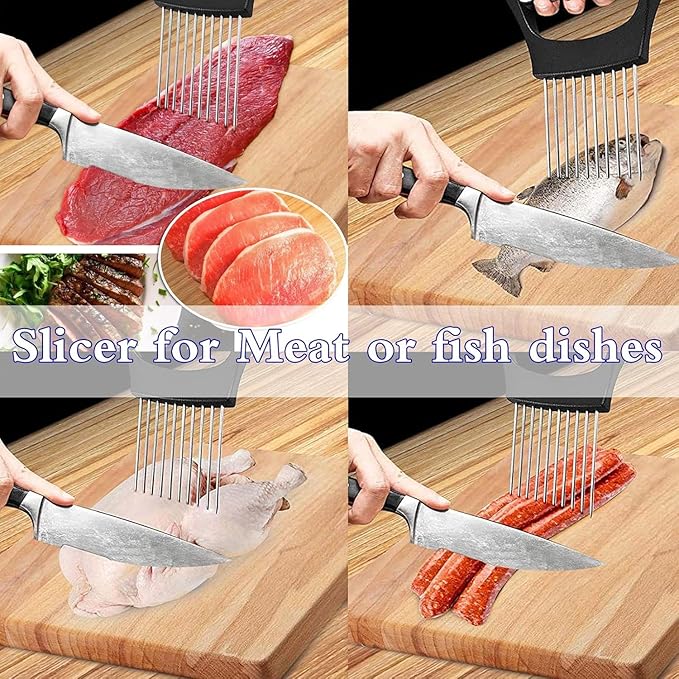 tainless Steel Onion Holder for Slicing,Onion Slicer Holder,Onion Cutter for Slicing of Onions,Tomatoes,Avocados,Eggs and Other Vegetables,KItchen Utensils