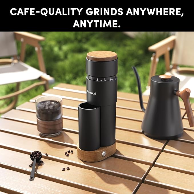 Burr Coffee Grinder,Wirsh Portable Electric Grinder Geimori T38 Plus,Espresso Grinder with Conical Burr,Stepless Grind Settings from Fine to Coarse for Espresso,Drip,French Press,Home&Travel Use