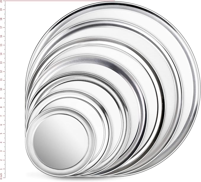 New Star Foodservice 50875 Pizza Pan/Tray, Wide Rim, Aluminum, 10 Inch, Pack of 6