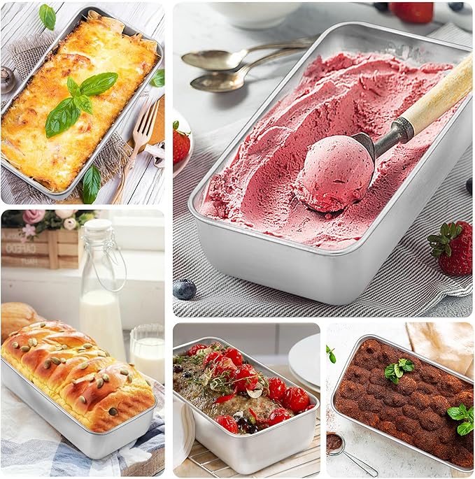 Onader 6 Pack Loaf Pans for Baking Bread, 9 x 5 Inch Stainless Steel Deep Meatloaf Toast Baking Pan Set