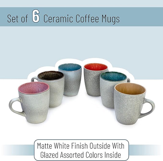 BTaT- Coffee Mugs, Set of 6, 12 oz (350ml), Mugs for Coffee Cups, Christmas Gifts