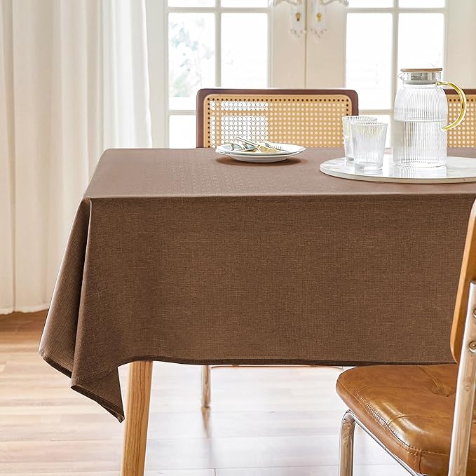 AUSSPVOCT Textured Tablecloth Rectangle 60x84 Water Resistant Spill-Proof Wipeable Fall Table Cloth Wrinkle Free Fabric Dining Table Cover for Thanksgiving Party Farmhouse Kitchen Decor Tablecloths