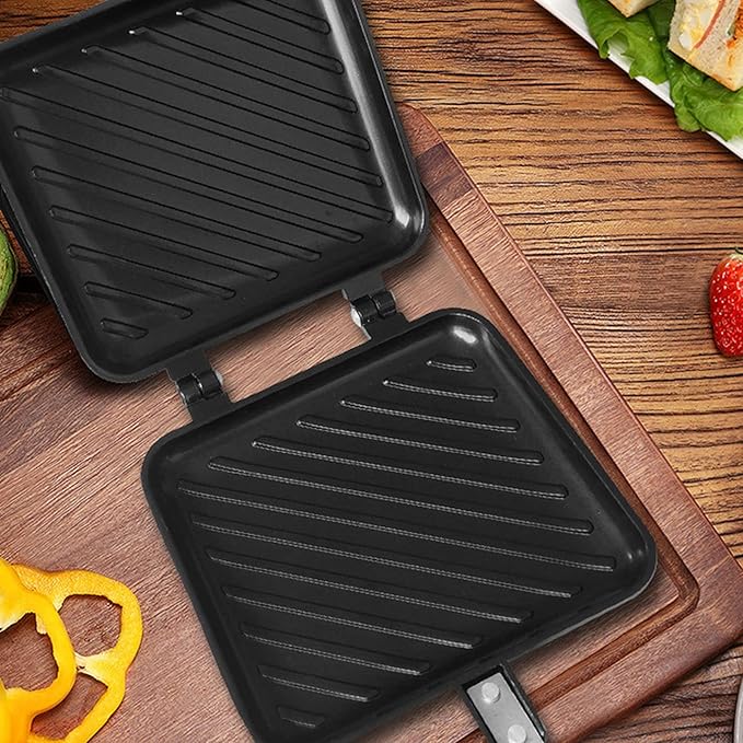 Electric Panini Press, Double Sided Non-Stick Sandwich Maker, Breakfast Grill for Thick Fillings, Portable and Easy to Clean