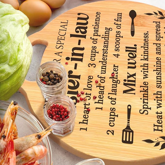 Sister in Law Gifts - Engraved Bamboo Cutting Board Set, Unique Sister-in-Law Gifts, Mothers Day Christmas Birthday Gifts for Sister in Law